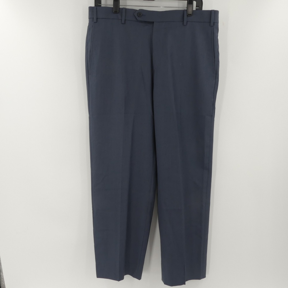 Zanella Devon Wool Dress Pants‎ Flat Front Blue Men's 34x28